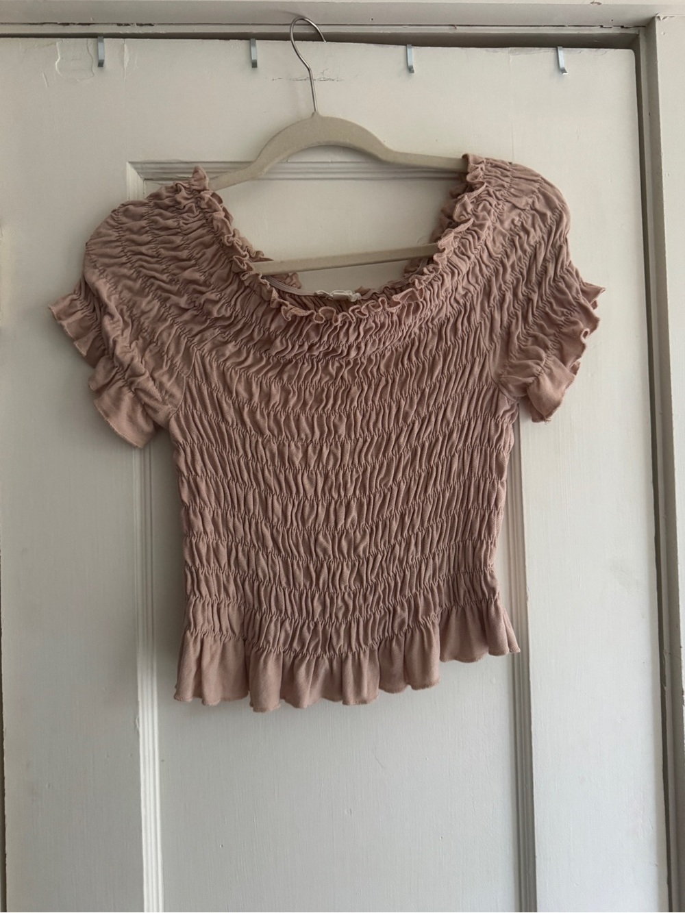 Dance & Marvel Smocked Crop Top — Dusty Rose